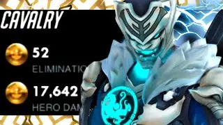 CAVALRY HARD CARRY GENJI! 52 ELIMS! [ OVERWATCH SEASON 23 TOP 500 ]