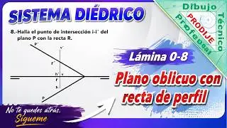 Diédrico. INTERSECCIÓN RECTA DE PERFIL Y PLANO OBLICUO. LAMINA 0-8  Dibujo técnico