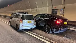 車CAM直擊 - 紅隧私家車突然越線 四車相撞 事發一刻 