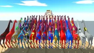 COLOR ALL GIRAFFE RACE GET A EAT GOLD PIG ► Animal Revolt Battle Simulator