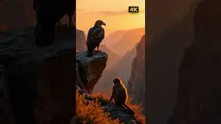 Eagle & Monkey's Silent Sunset Standoff: Canyon's Untamed Beauty Revealed! #wildlife