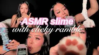 ASMR Tascam | &hearts; Playing with crunchy slime & close up clicky whispered ramble