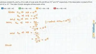 Hydrolysis constant KA and KB of two salts of weak acids