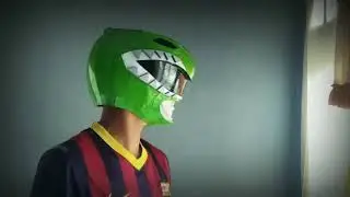 Membuat helm power ranger hijau || Green Ranger Helmet DIY
