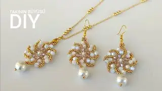 Beading Ideas - How to make jewelery Set with seed beads.  Zarif takı seti yapımı.. 