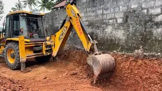 Jcb 3dx accurately cutting boundaries of plot under masonry wall #jcb #jcb3dx #jcbparts #jcbvideo 