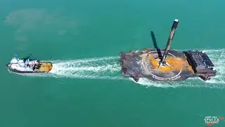 ASOG droneship returned to Port Canaveral, with booster B1069 on deck after its 20th mission.