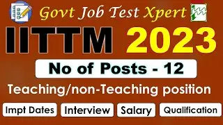 Indian Institute of Tourism and Travel Management (IITTM) New Recruitment 2023