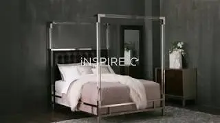 Reid Acrylic and Chrome Canopy Bed with Tufted Headboard by iNSPIRE Q Bold