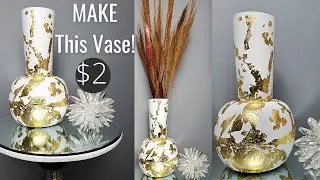 DIY GOLD LEAF VASE HOME DECOR / WEDDING CENTERPIECES