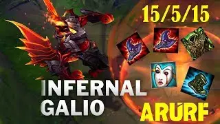 League of Legends ARURF Infernal Galio Gameplay 15/5/15