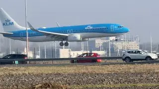 BOEING 737-8K2 KLM BILLUND TO AMSTERDAM LANDING SCHIPHOL AIRPORT PHBGA #aviation #airplane #viral