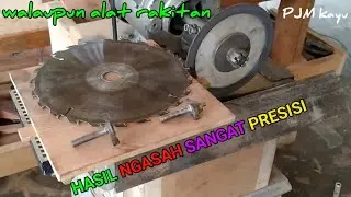 How a carpenter sharpens circular saw blades, slotting bits, beading bits, with assembled tools,