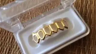 Open Face Fang Bottom Teeth Grillz 14k  Gold Plated