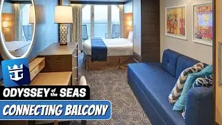 Odyssey of the Seas | Connecting Balcony Stateroom Full Walkthrough Tour & Review 4K