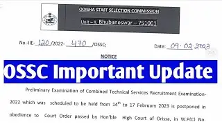 OSSC Important Update // OSSC Exam Postpone