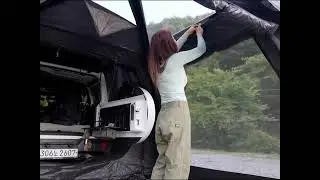 Best tent perfect car connected tent camping alone at the top of the mountain #CampingWorld #camping