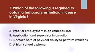 Laws And Regulations, only for State of Virginia. (For Basic and Advanced Esthetics)