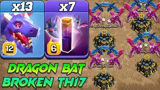 Th17 Dragon & Bat Spell Attack Strategy 2025 !! 13 Dragon +7 Bat Spell Clash of clans Town Hall 17