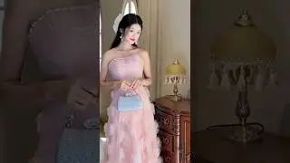 A-Line Strapless Blush Pink 3D Floral Layered Tulle Formal Evening Gown