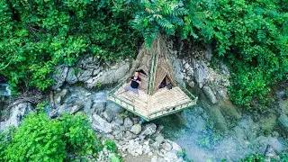 90 Days Survival Challenge - Build House On Waterfall With Huge Swimming Pool