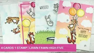 4 карточки, 1 марка | Lawn Fawn: &laquo;Дай пять!&raquo;