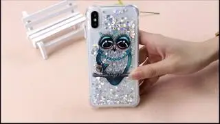 Guuds.com Owl Bulldog Wind Chimes Dynamic Liquid Glitter Sand Quicksand Star TPU Phone Case