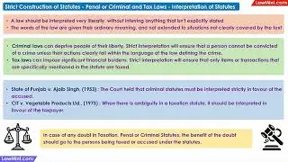 Strict Construction Interpretation of Statutes