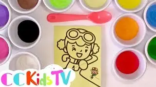 Roller Blade Girl Sand Art - Sand Art For Kids - Sand Drawing