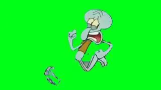 Squidward running green screen 