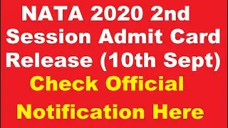 NATA 2020 2nd Session Admit Card (Release) - Check Official Notification Regarding Admit Card