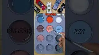Color Transformation!Mixing Cyan, Orange & White to Get Crazy New Shades!#shorts #satisfying #colors