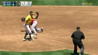 WSH@OAK: Mengden nabs Turner at second base