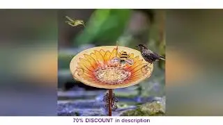 Best Products You Should Know! Glass Bird Bath Garden Outdoor Birdbath Birdfeeder with Metal Sta