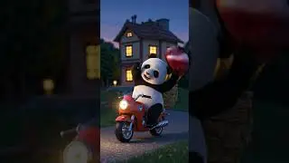 Cute Baby Panda Rides Motorcycle for Grandma!