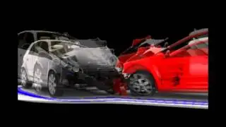 Reverse 100 MPH Automobile crashes head onto on coming car