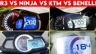 R3 VS Ninja 400 VS Duke 390 VS Benelli 300 | TOPSPEED !!!