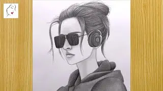 How to draw a beautiful girl with glasses for beginners | Attitude girl drawing | The Crazy Sketcher