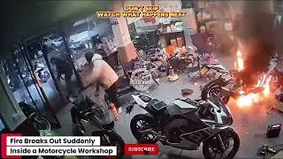 Fire Breaks Out Suddenly Inside a Motorcycle Works #news #shocking #fire #safetyfirst #accident