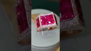Invisible Setting 4.9ct Princess Cut Ruby Sapphire Men's Band