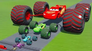 Big & Small McQueen & Police Car vs Zombie Mack  BeamNG.drive
