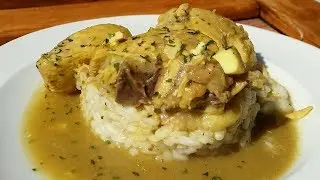 Pollo en pepitoria casero, receta facil y ligera