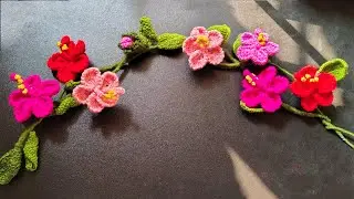 Crochet wall hanging 🌺 how to crochet hibiscus flower tutorial step by step #crochet #wallhanging 