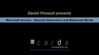 Microsoft Access - Special Characters and Reserved Words