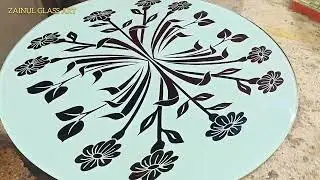 Glass design colour working| round cutting table top design colour work|glass design colour| glass.