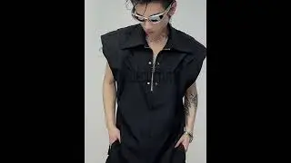 Deconstructed Pleated Vest with Metal Zippers - Streetwear Top