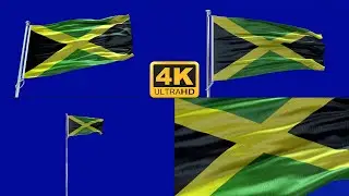 Jamaica flag green screen 4k