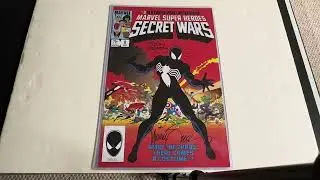 John Beatty and Michael Zeck autograph on a 11 x 17 secret wars #8 cover poster