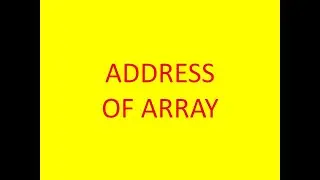 Address of Array
