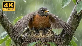 A Mother Bird Protects Her Babies in Heavy Rain | Emotional Wildlife Moment